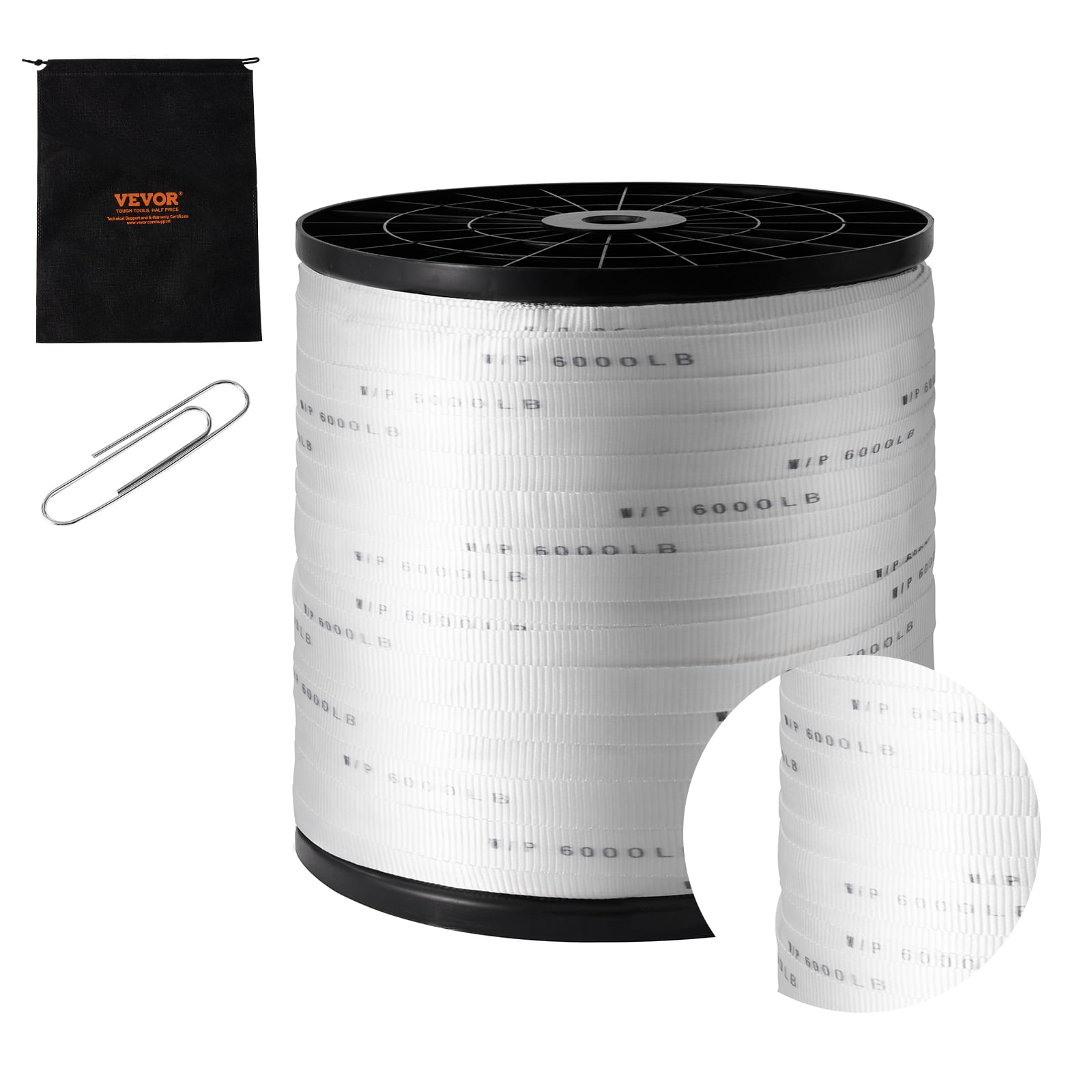 "VEVOR - Polyester Pull Tape, 1"" x 2103' Mule Tape Flat Rope, 6000 lbf Tensile Capacity, Printed Webbing Cable Pulling Tape - White" price history on PriceWatchPro