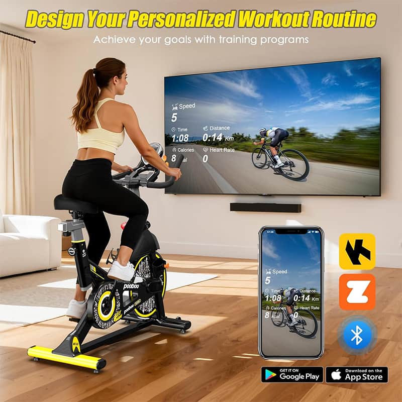 Pooboo Adjustable Indoor Cycling Exercise Bike for Home Cardio