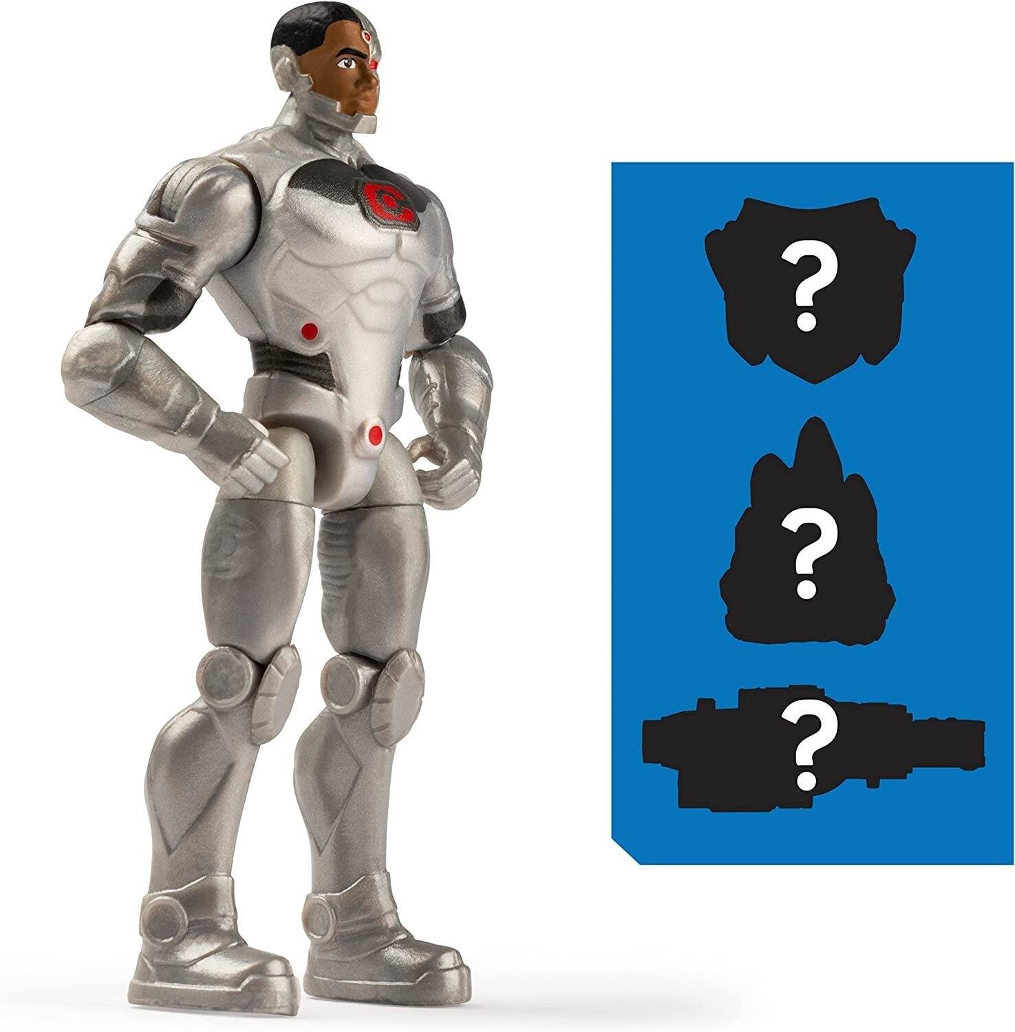 Back. DC Comics - DC Comics 4" Superman and Cyborg Action Figure 2-Pack with 6 Mystery Accessories and Collector Card, Poseable Superheros - Multi.