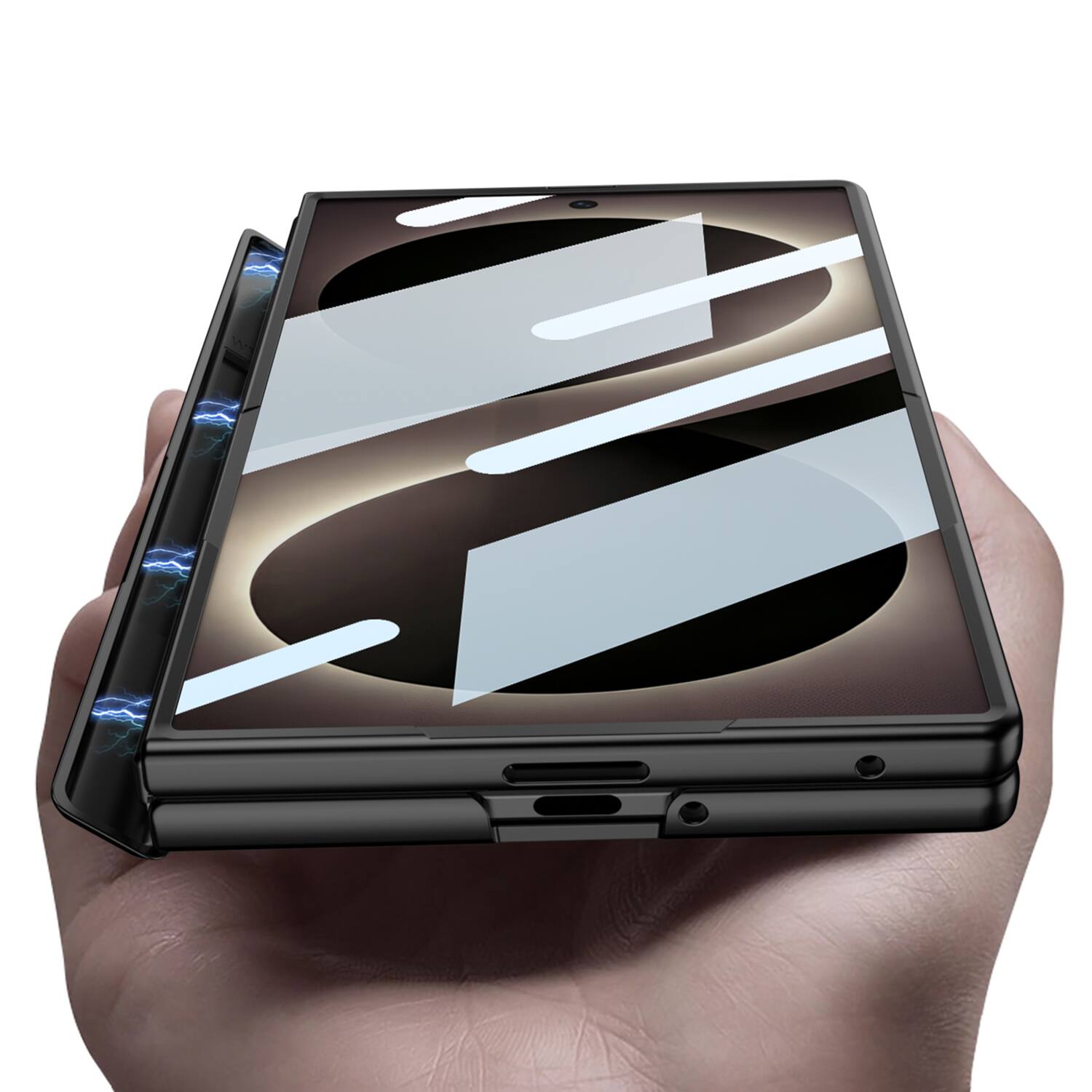 Alt View 2. Dteck - Slim Mag Safe Case For Samsung Galaxy Z Fold8,Built-in Screen Protector Shockproof Rugged Cover + Magnetic Hinge - Silver.