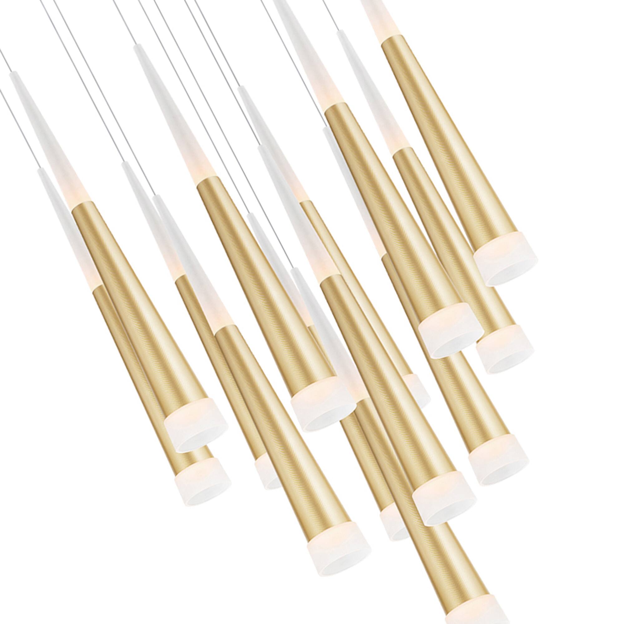 Angle. CWI Lighting - Andes LED Multi Light Pendant With Satin Gold Finish - Satin Gold.