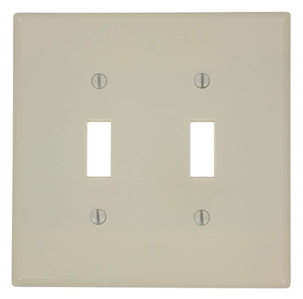 Leviton - 2 gang Plastic Toggle Wall Plate 1 pk - Ivory