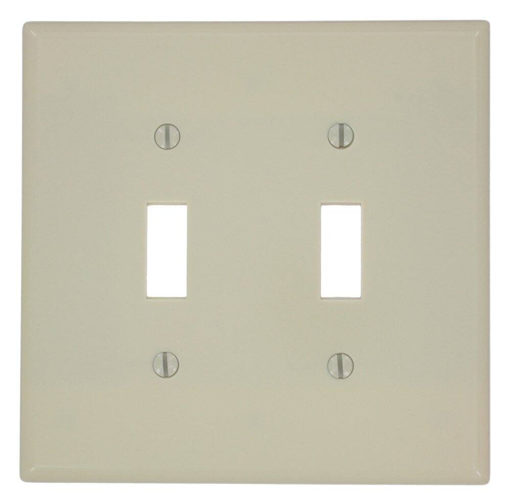 Front. Leviton - Leviton Ivory 2 gang Plastic Toggle Wall Plate 1 pk - Ivory.