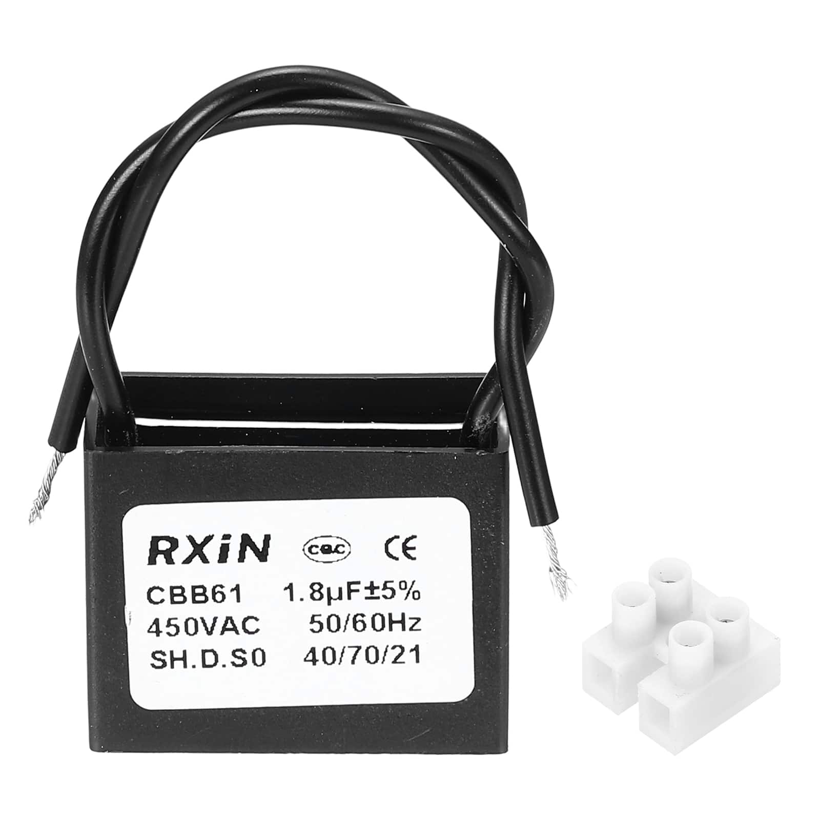 Unique Bargains - 1.8uF CBB61 Capacitor, AC 450V 2-Wire for Ceiling Fan, Motor Generator, Blower, Exhaust Fan - Black price history on PriceWatchPro