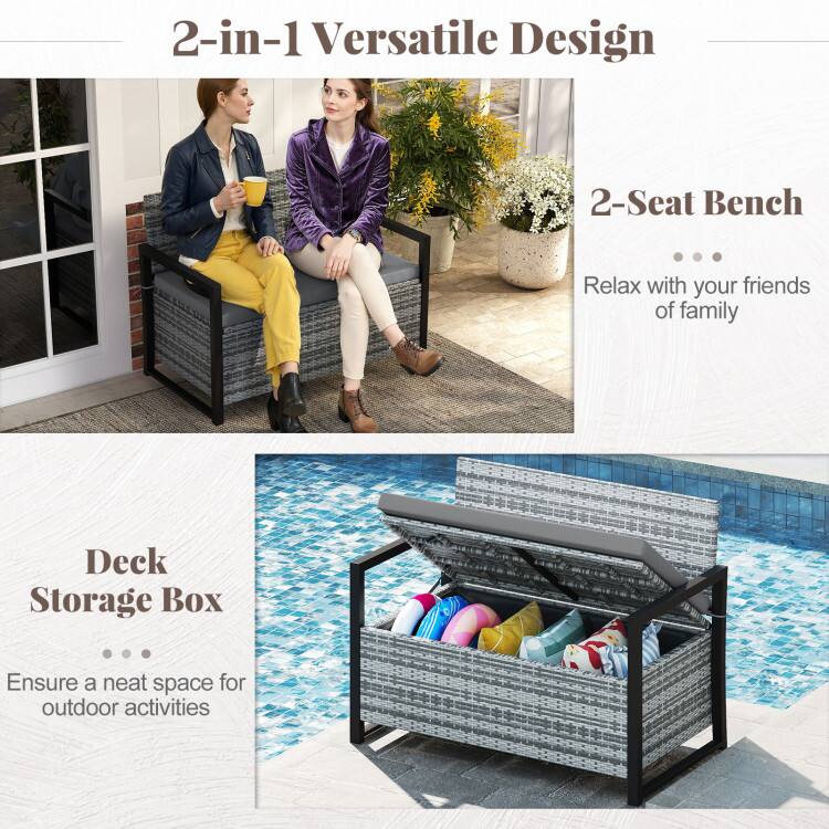 2-in-1 Versatile Design

2-Seat Bench
Relax with your friends or family

Deck Storage Box
Ensure a neat space for outdoor activities