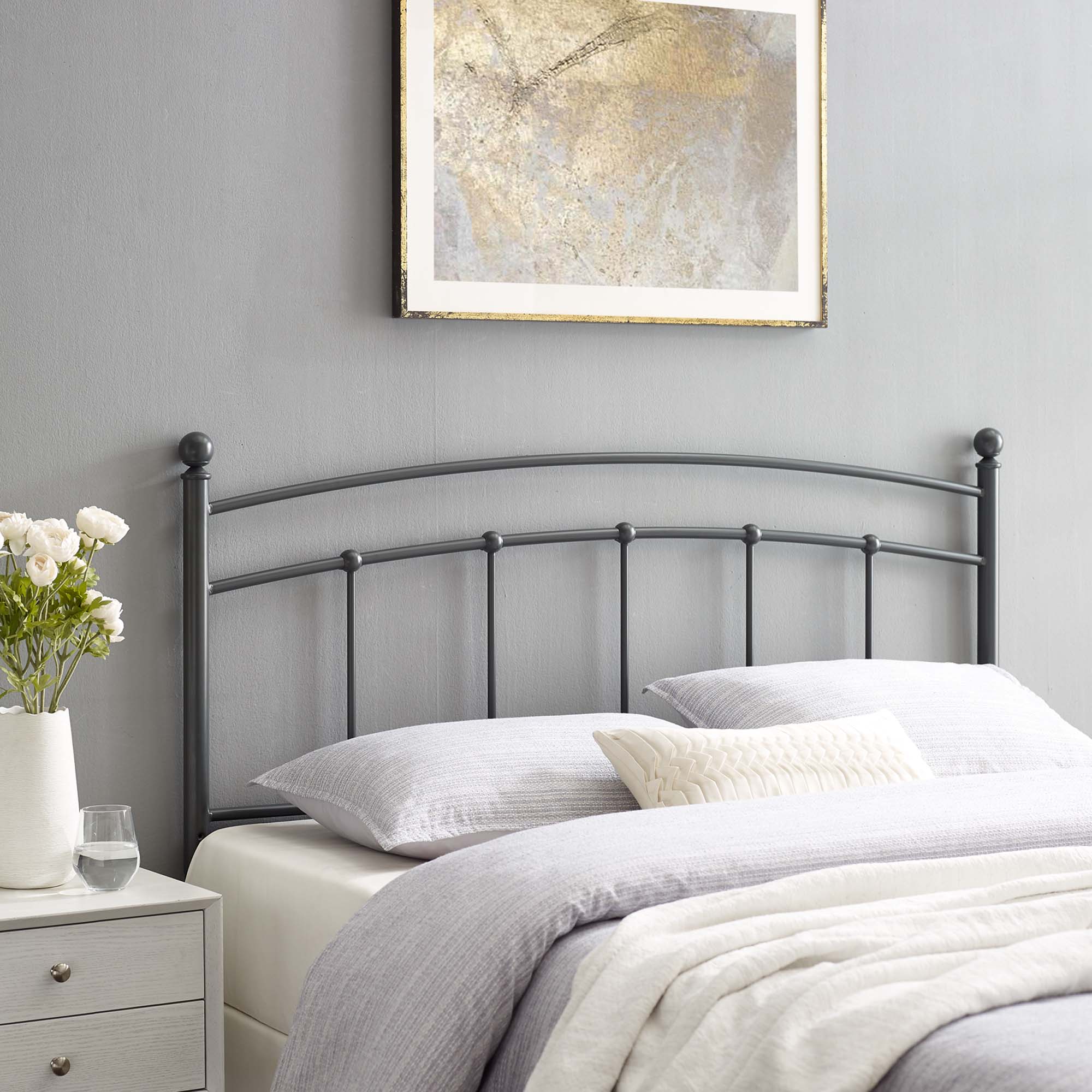 Back. Modway - Abigail Metal Queen Headboard by Modway - Gray.