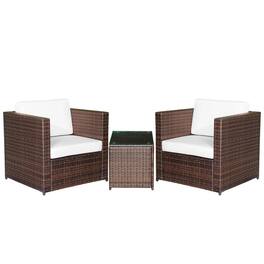 Resenkos - Wicker Bistro Patio Set, Two Chairs And A Matching Outdoor Table - Brown