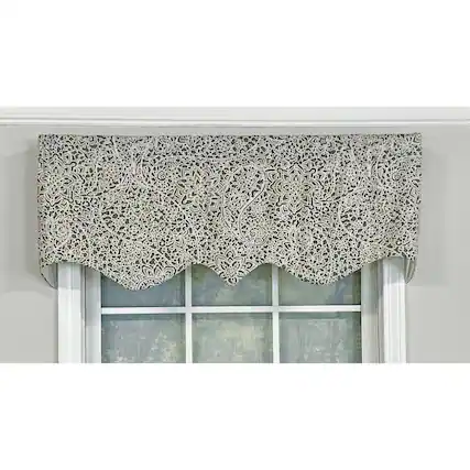Front. RLF Home - RLF Home Stella Paisley Regal Valance Pewter Gray. 3" Rod Pocket 50" x 17" - Pewter gray.