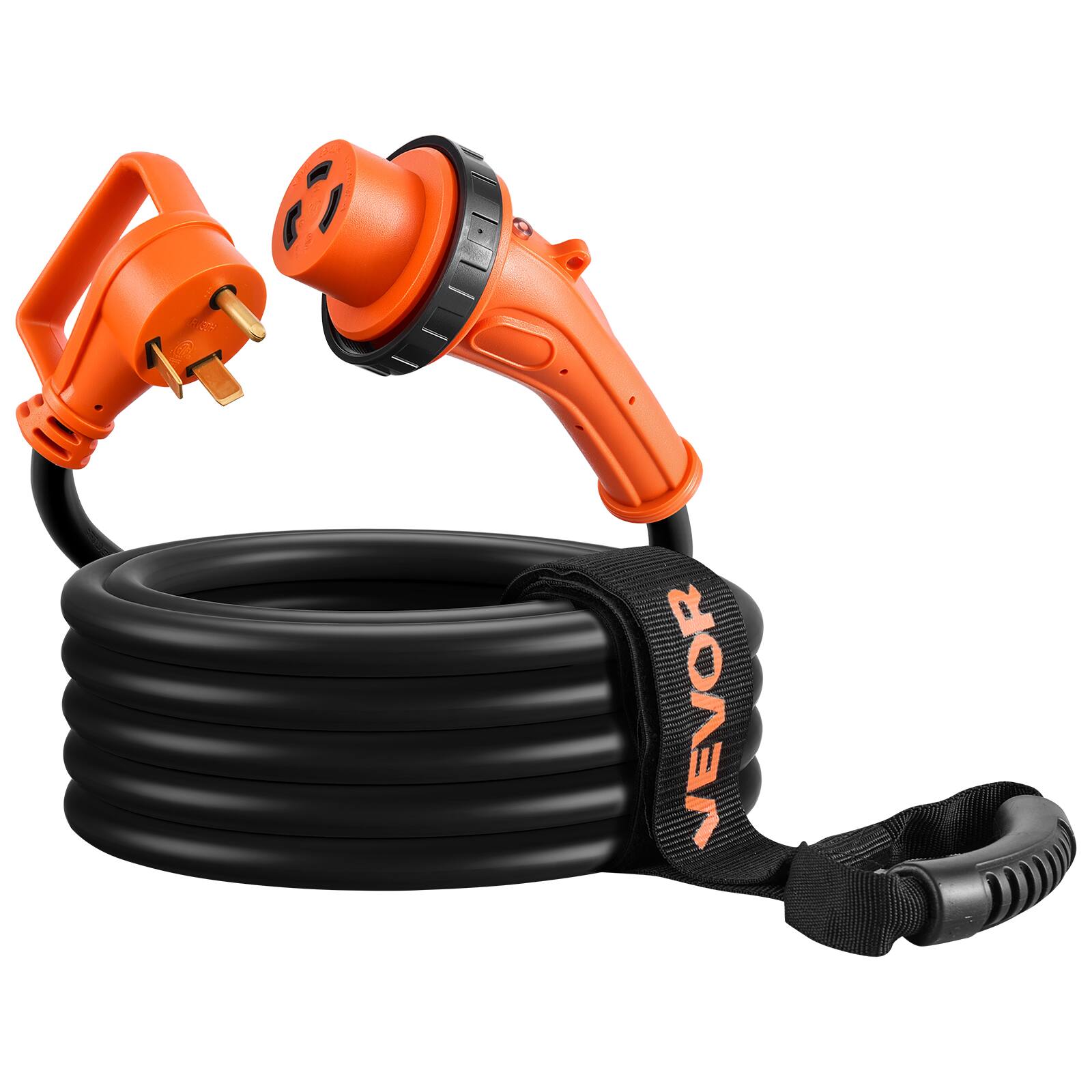 Alt View 5. VEVOR - 30 Amp 25 Feet RV Power Cord, 125V 3750W, Heavy Duty 10/3 Gauge STW Generator Cord, NEMA TT-30P to NEMA L5-30R - Orange;Black.