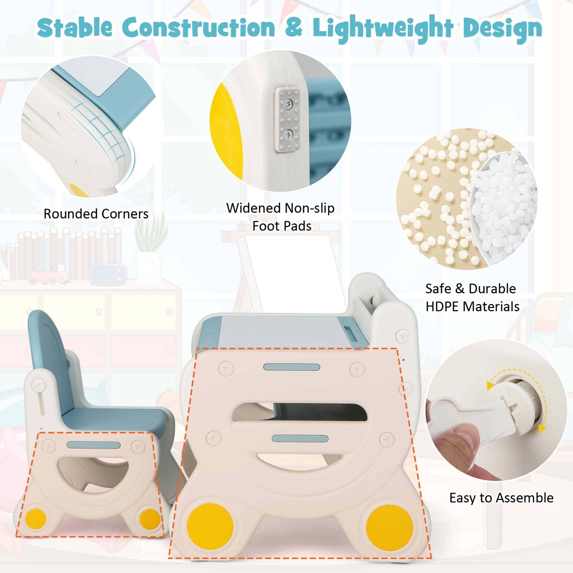 Stable Construction & Lightweight Design

- Rounded Corners
- Widened Non-slip Foot Pads
- Safe & Durable HDPE Materials
- Easy to Assemble