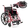 GOPLUS - Lightweight Folding Wheelchair for Adults with Swing-Away Footrest & Desk Arm - Red+Black