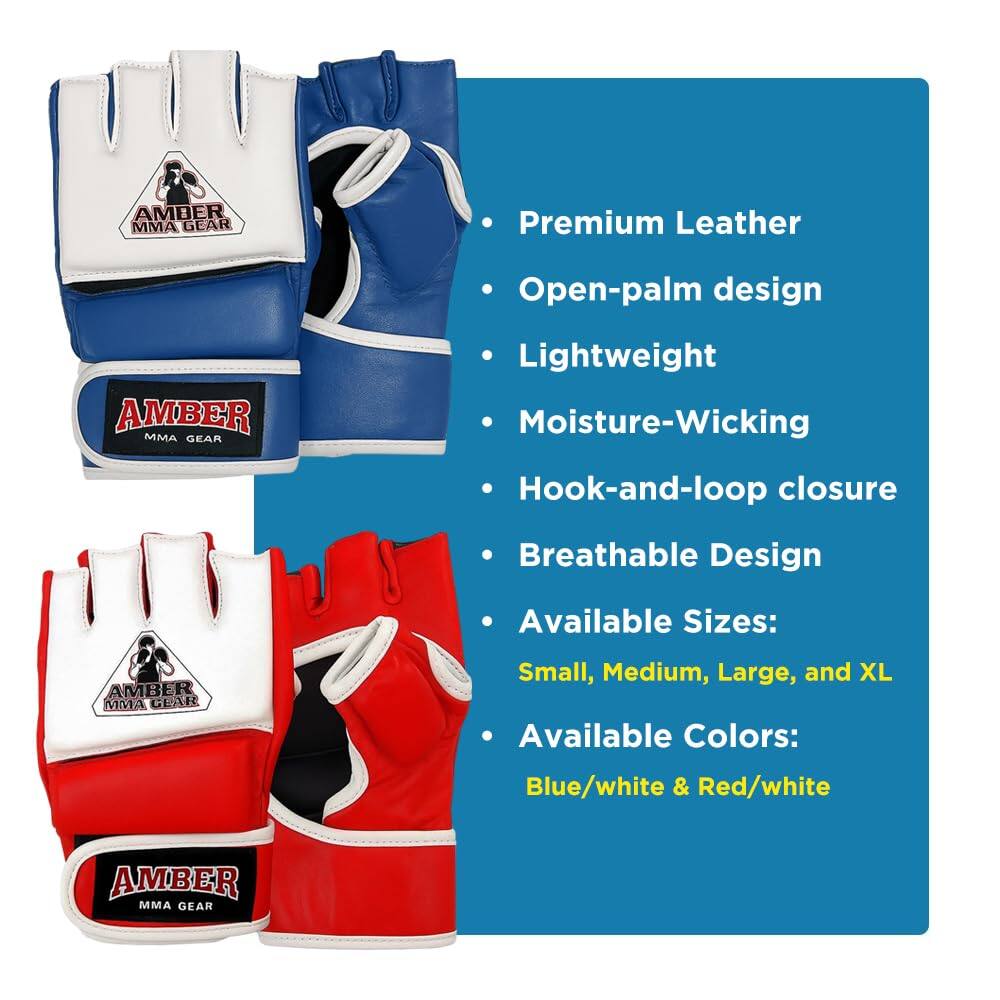 Amber Sporting Goods Premium Leather MMA Amateur Competition Gloves ...