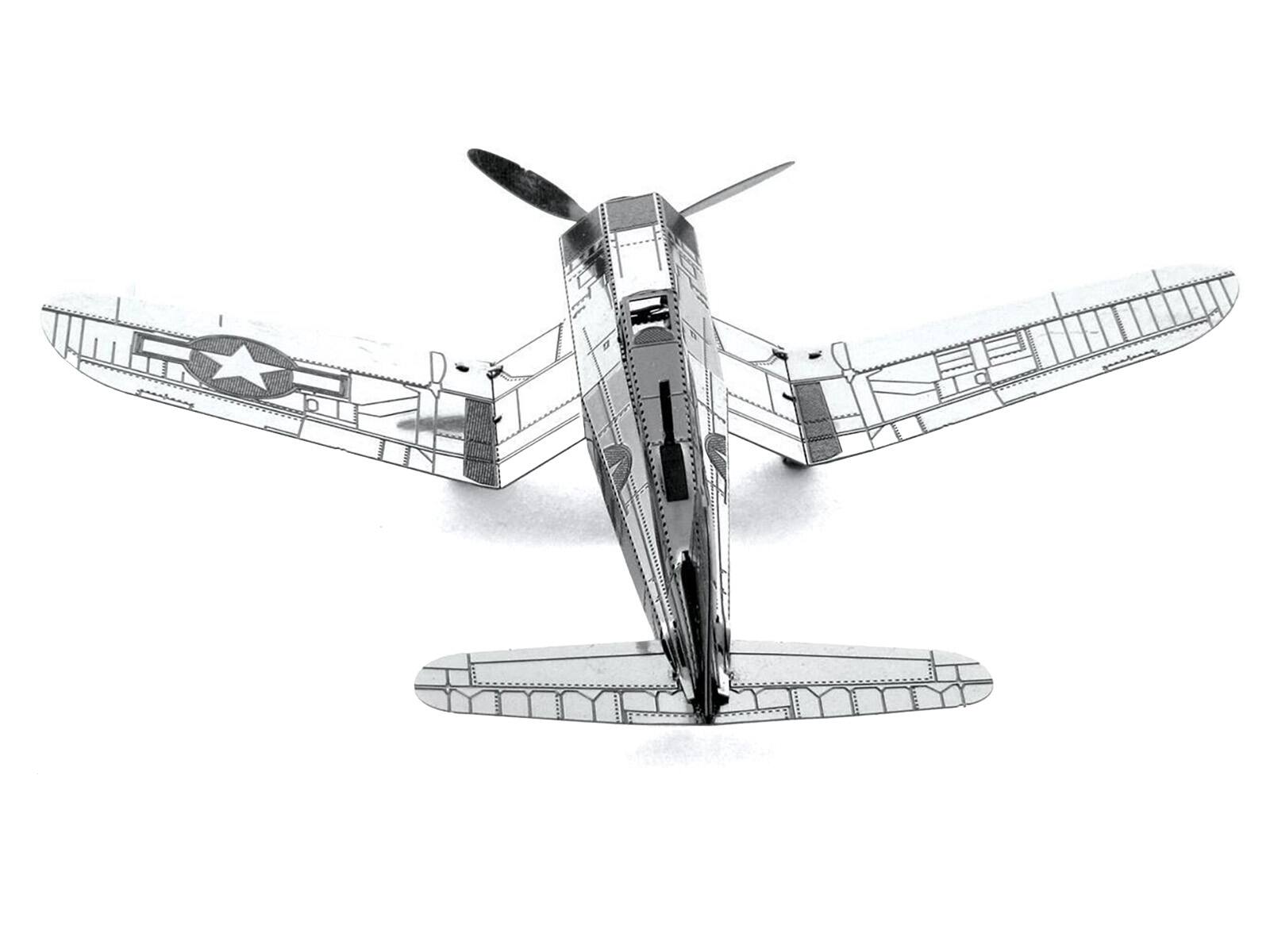 Angle. Metal Earth - Model Kit Vought F4U Corsair Fighter Aircraft "United States Navy" (Moderate Difficulty) Steel Model by Metal Earth - Silver.