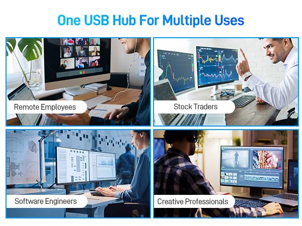 One USB Hub For Multiple Uses: Remote Employees, Stock Traders, Software Engineers, Creative Professionals.