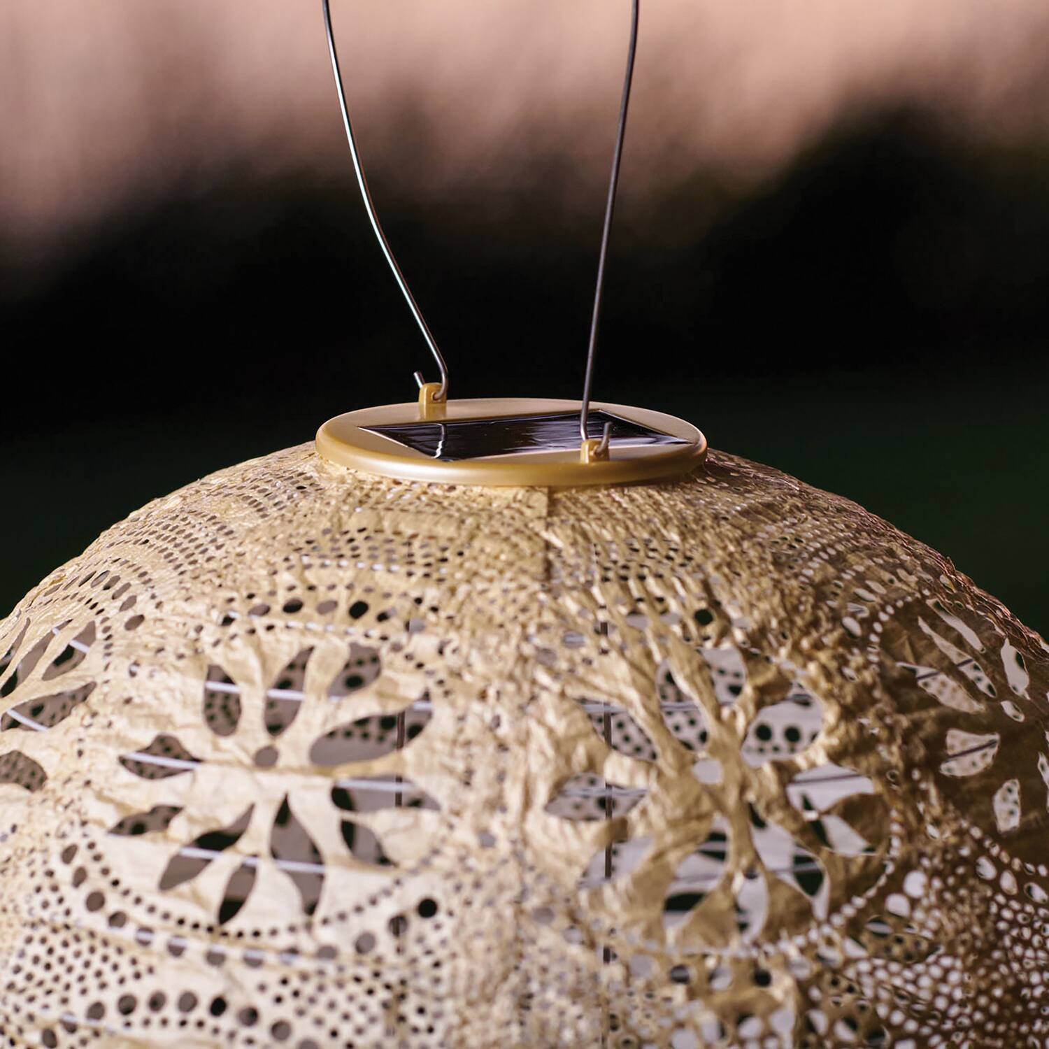 Alt View 6. Allsop - Soji Stella Boho Globe 12" Tyvek Solar Lantern - Pearl.