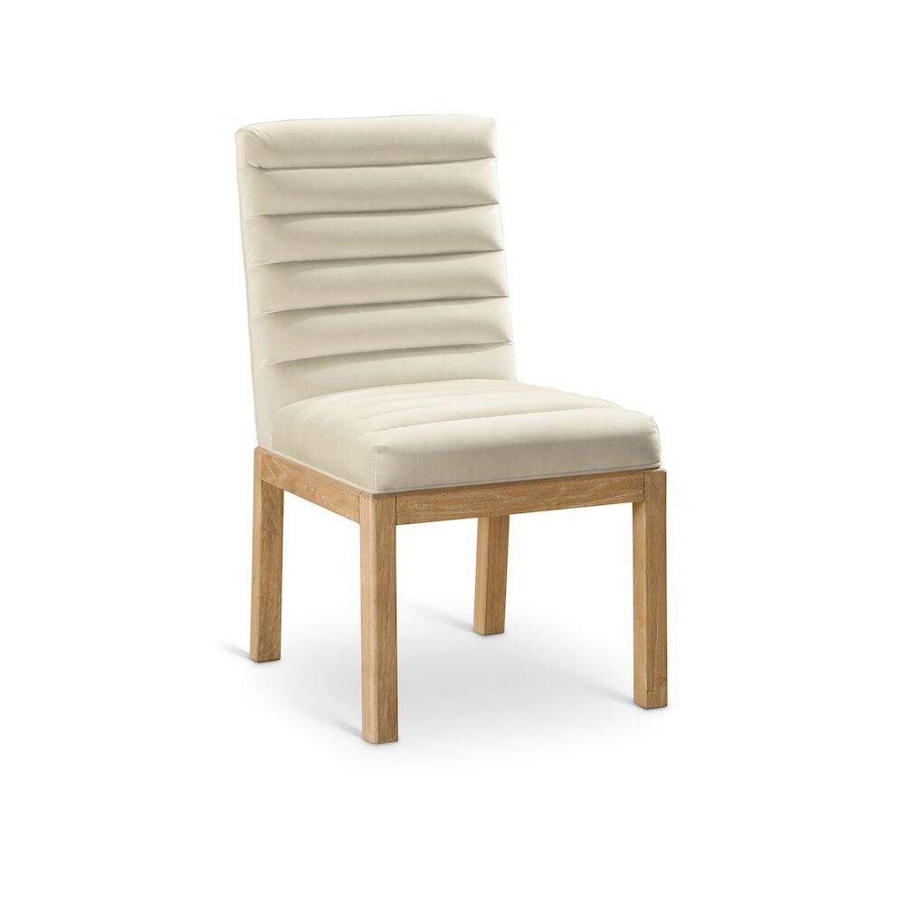 Front. Meridian Furniture - Evelyn Cream Velvet Dining Chair - Beige.