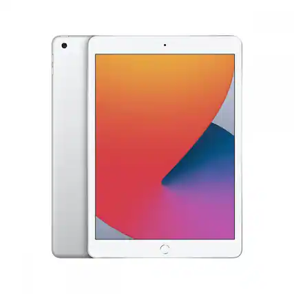 Front. Apple - 10.2-inch iPad 8th Generation (2020) Wi-Fi only 32GB - Silver.