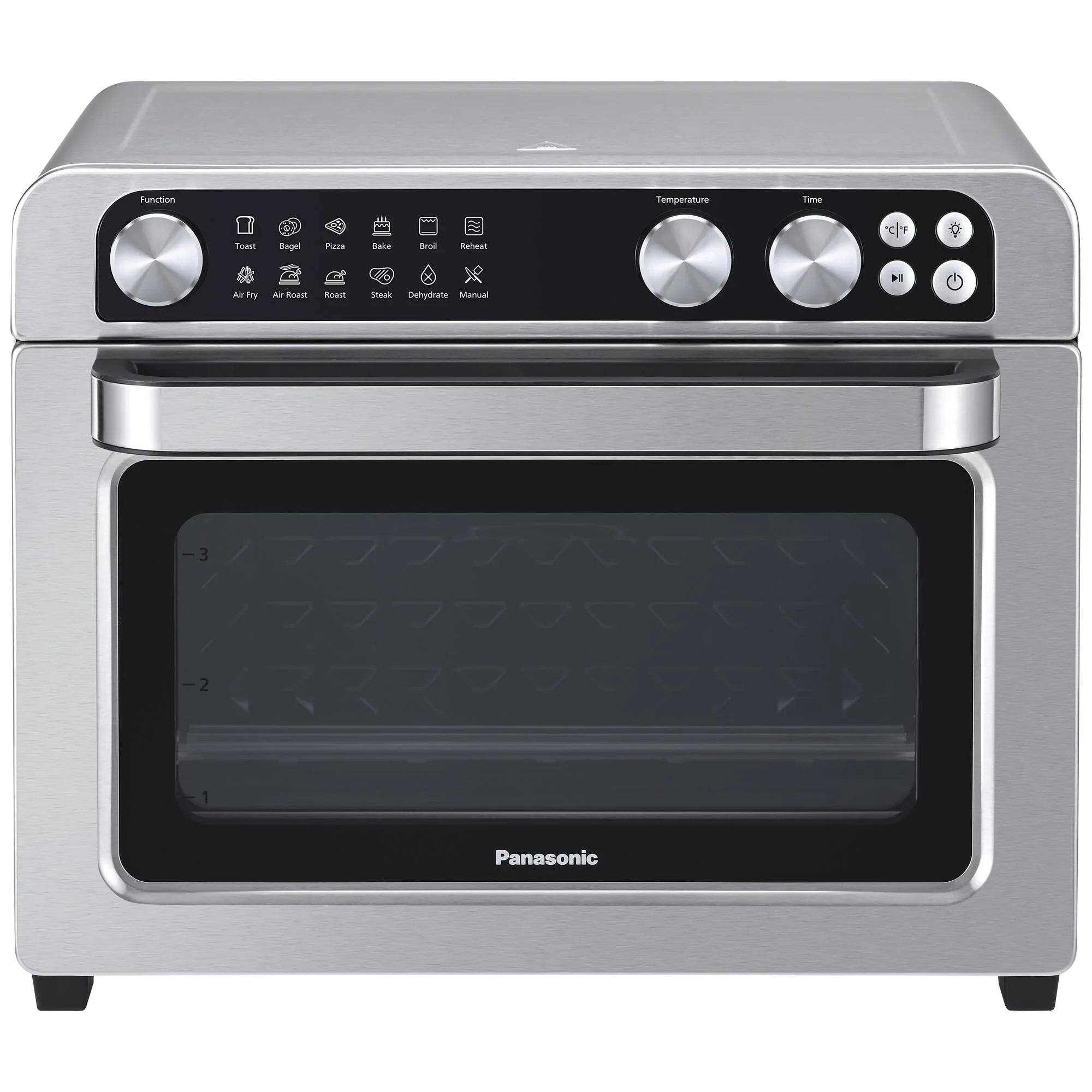 Function: Toast, Bagel, Pizza, Bake, Broil, Reheat, Air Fry, Air Roast, Roast, Steak, Dehydrate, Manual

Temperature: -3

Time: 3

Panasonic