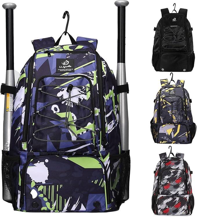 Front. Vulpecula Spade - Sports Baseball&Softball Bat Bag For Youth｜Adults, Baseball Equipment Backpack Bag with Shoe Compartment - Dark Blue.