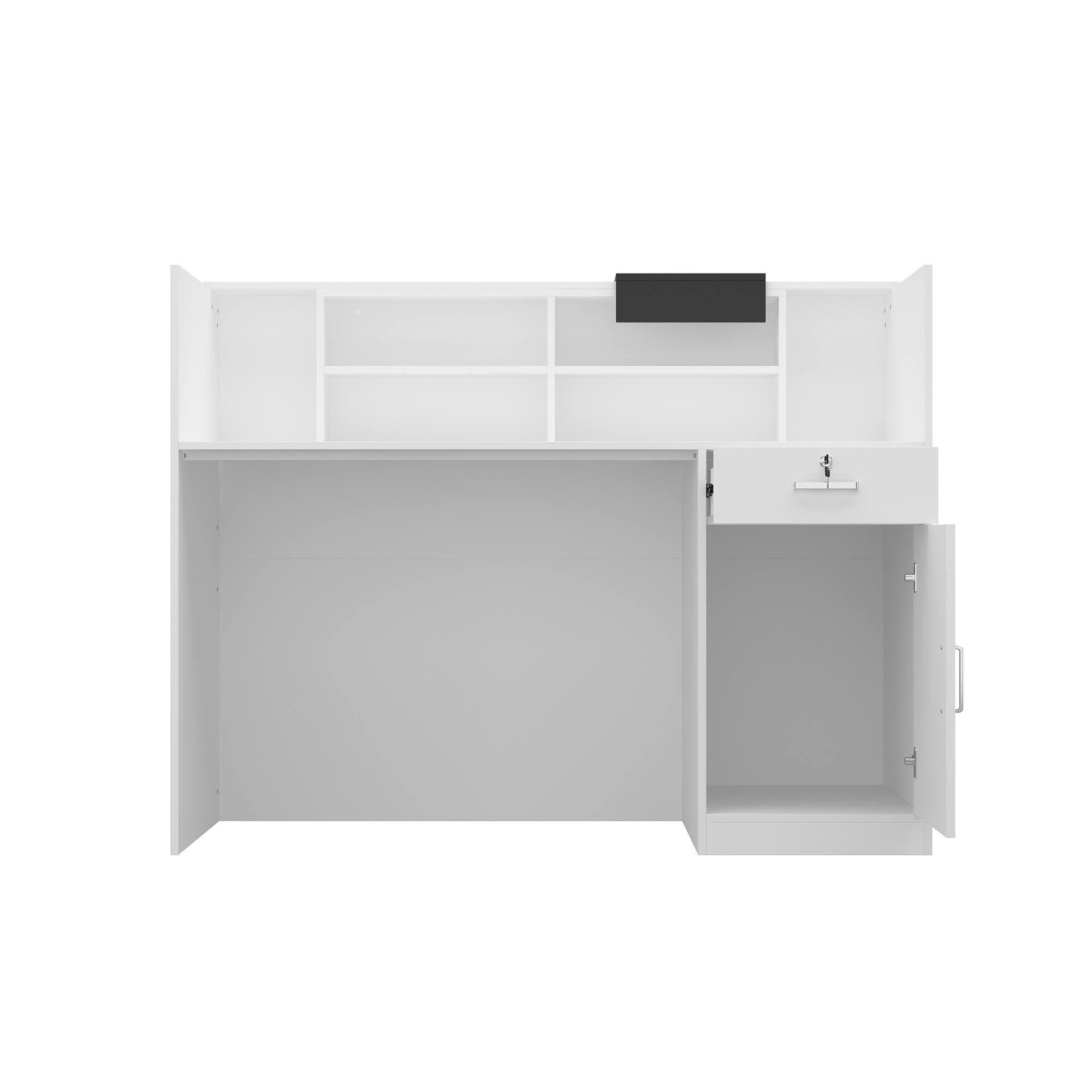 Angle. Famapy - Famapy Commercial Reception Desk: Stylish, Functional & Durable for Business Spaces - White.
