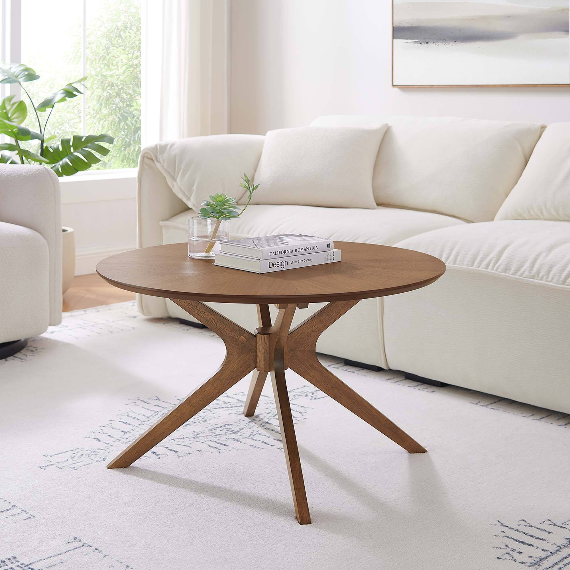 Crossroads Round Wood Coffee Table by Modway - Walnut