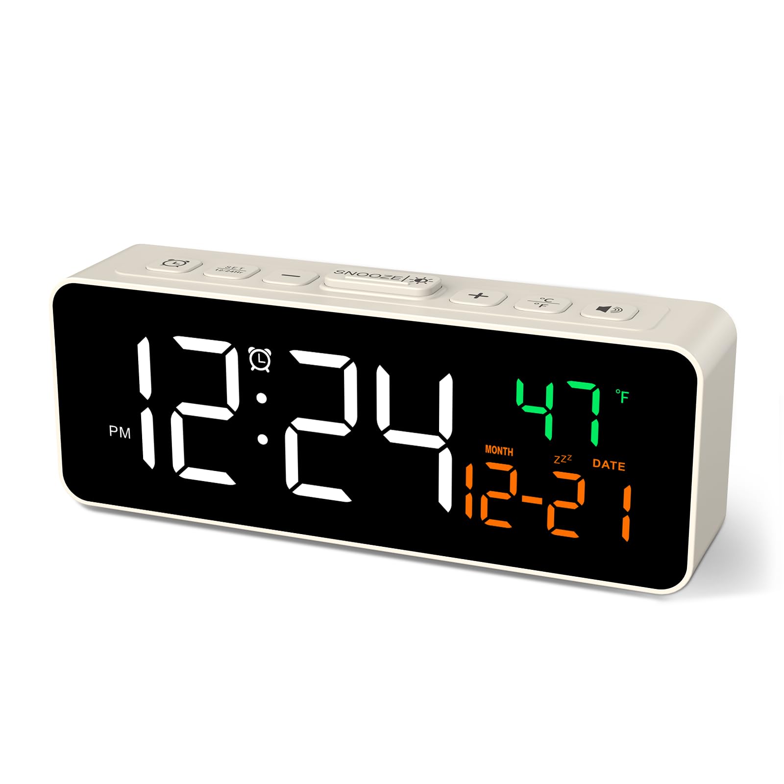 Dazzed Corner - Digital Clocks, Plug-in Alarm Clock for Bedroom - White