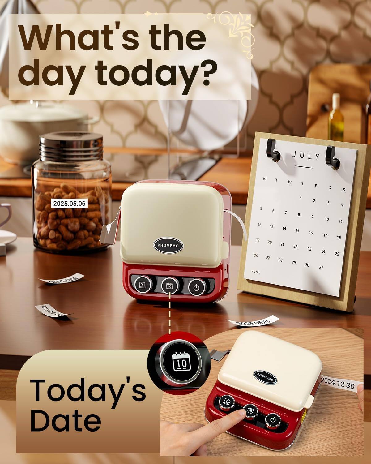 What's the day today?

2025.05.06

PHOMEMO 10

JULY
M T W T F S S
1 2 3 4 5 6 7
8 9 10 11 12 13 14
15 16 17 18 19 20 21
22 23 24 25 26 27 28
29 30 31

NOTES

2025.05.00

2025.05.06

10 Today's Date

PHOMEMO 10

2024.12.30