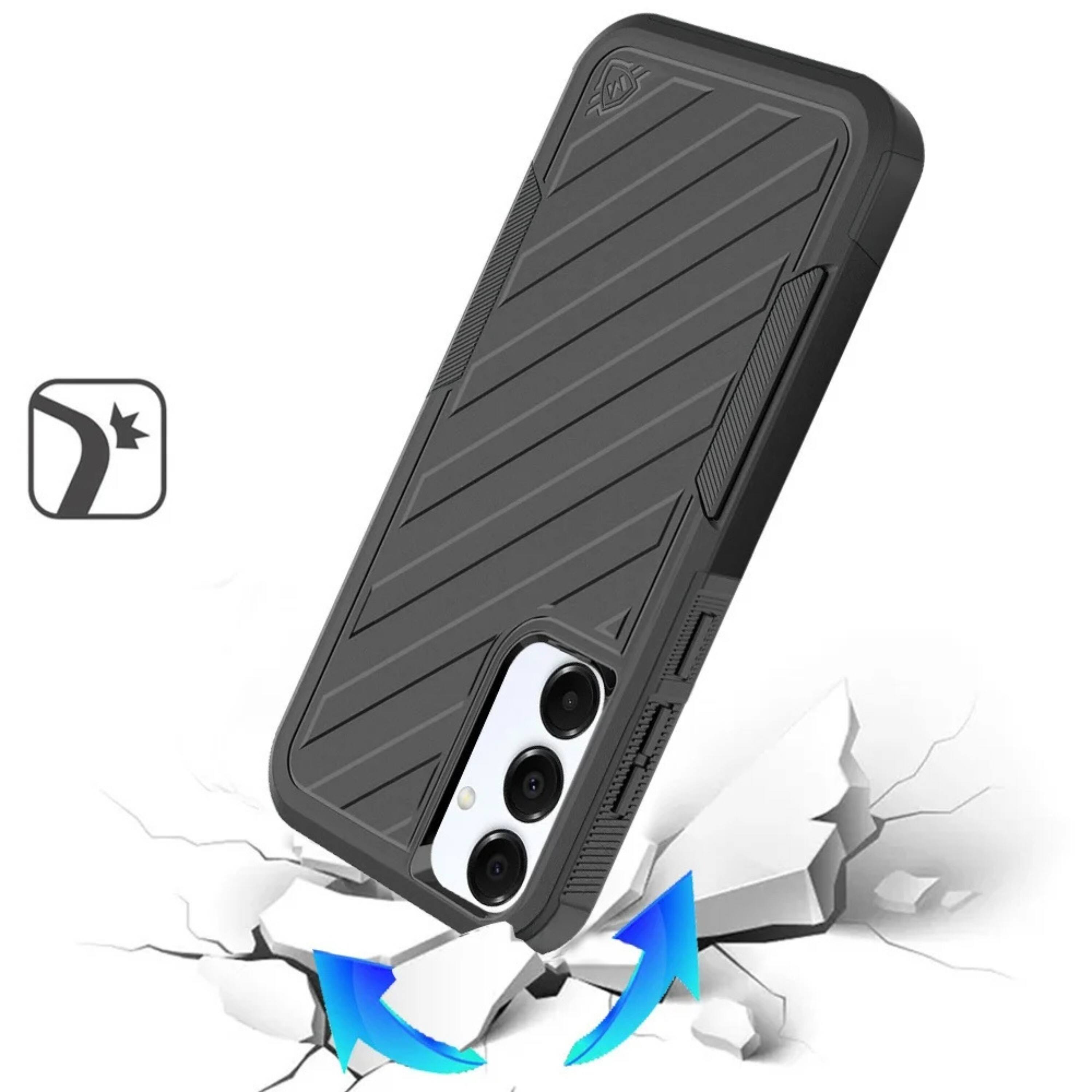 Left. Kitcheniva - Shockproof Rugged Case For Samsung S25 Plus S24 Plus Dual Layer Design Black - Black.