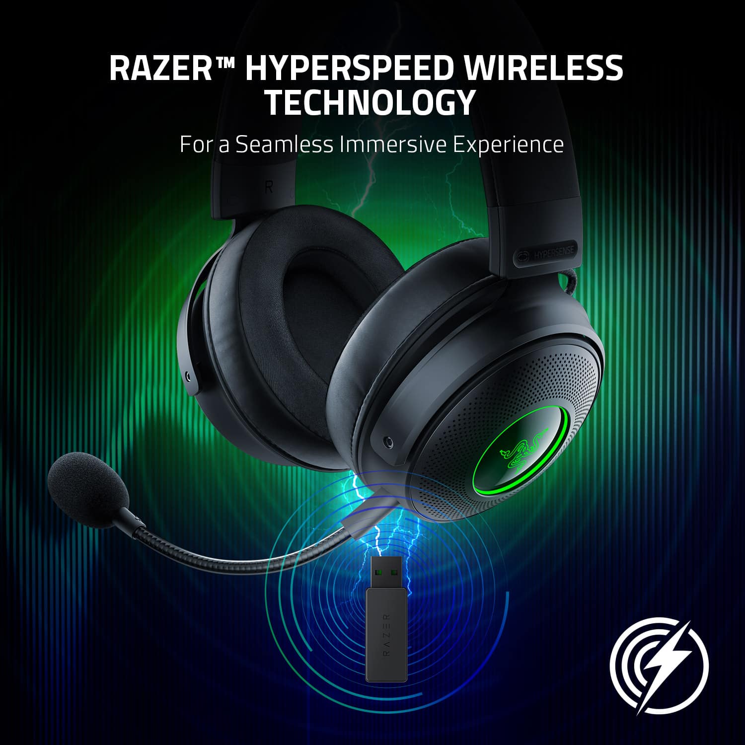 RAZER HYPERSPEED WIRELESS TECHNOLOGY For a Seamless Immersive Experience HYPERSENSE & LIGHTSPEED