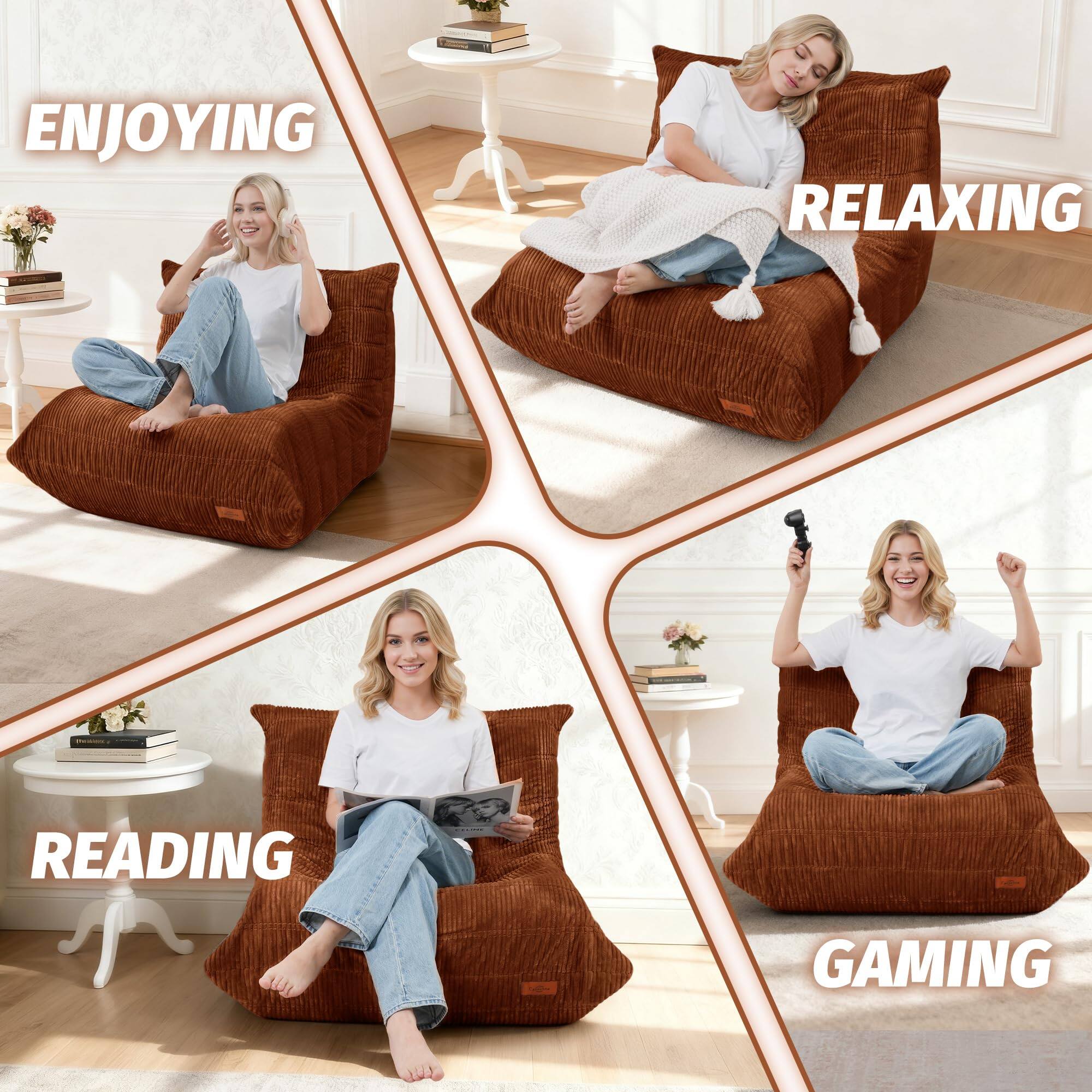 ENJOYING  
RELAXING  
READING  
GAMING