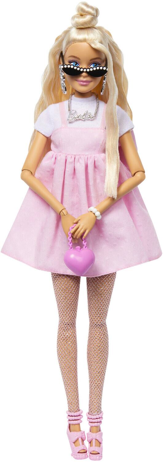 Front. Mattel - Barbie Deluxe Style with Blond Hair in Top Knot, Pink Pastel Dress with Oversized Bow and - COLLECTIBLES - Mattel.