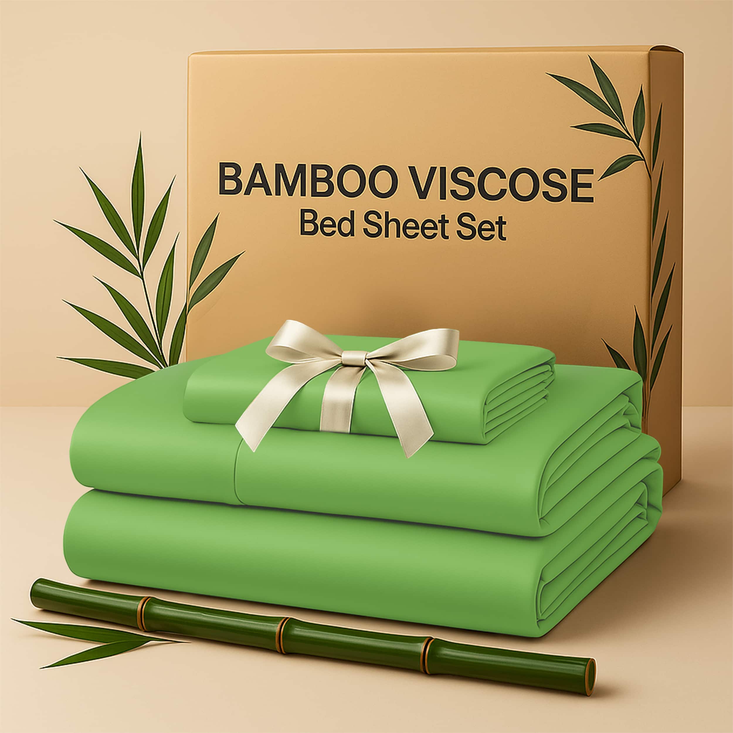 Lux Decor Collection - Rayon from Bamboo Blend Twin Bed Sheets, 4-Piece Cooling Sheet Set with 16-Inch Deep Pockets - Sage