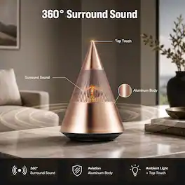 Anysun - Portable Bluetooth Speaker, 360° Surround Sound, TWS Pairing, 10+H Battery
