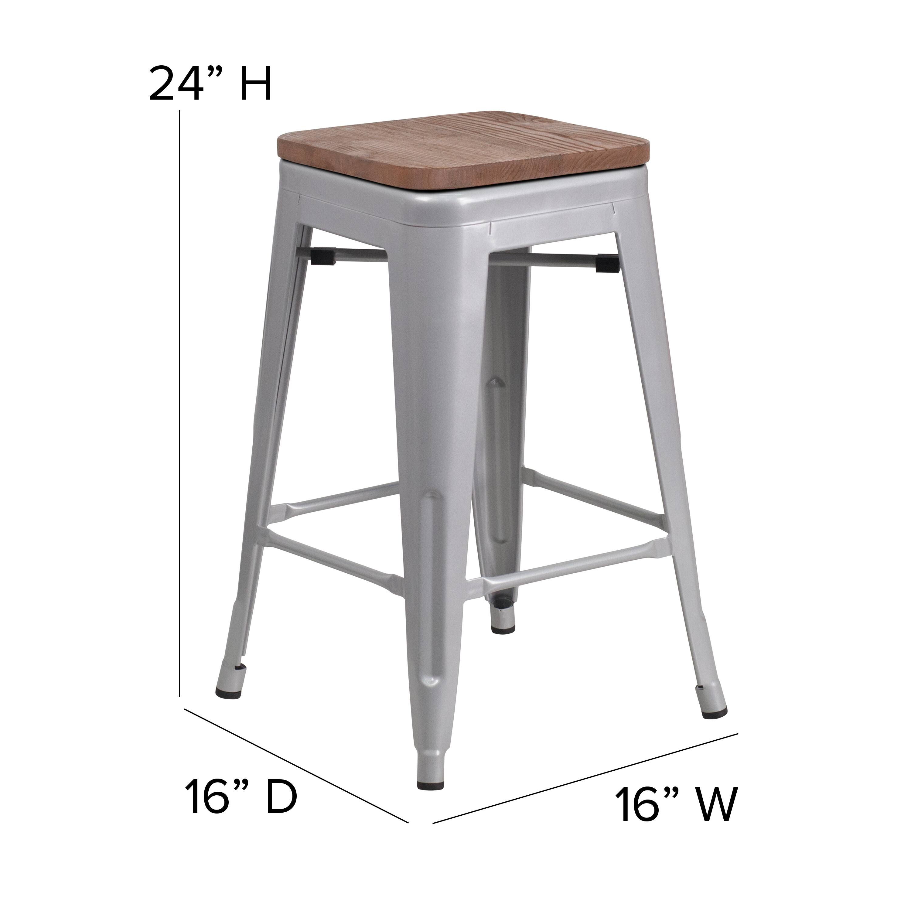 Alt View 12. Alamont Home - Kai Indoor/Outdoor Backless Counter Stool with Poly Seat - Silver/Gray - Silver/Gray.