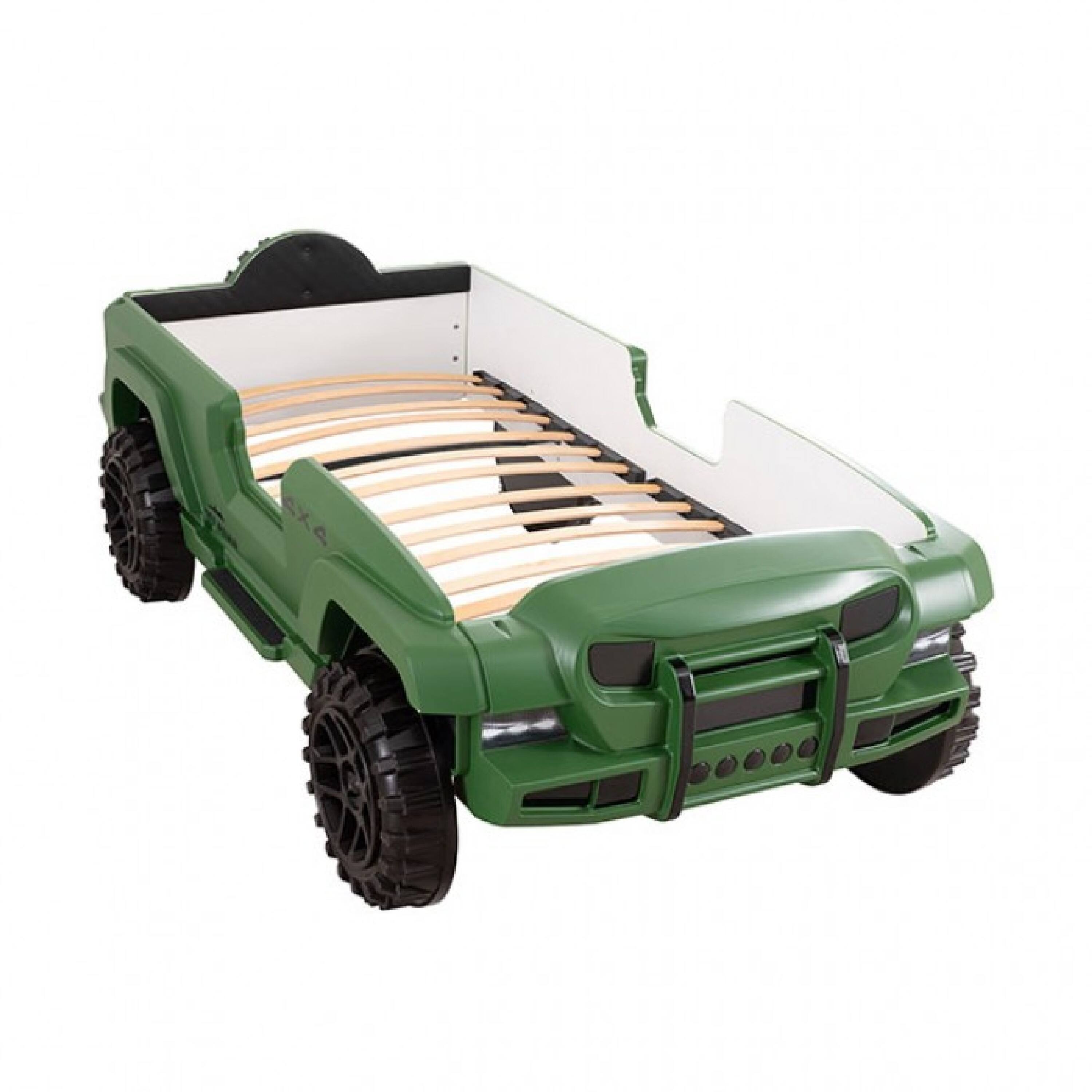 Alt View 3. Manhattan Lane - Randy SUV Twin Bed with Lights and Sound Effects, Green Faux Leather - Green.