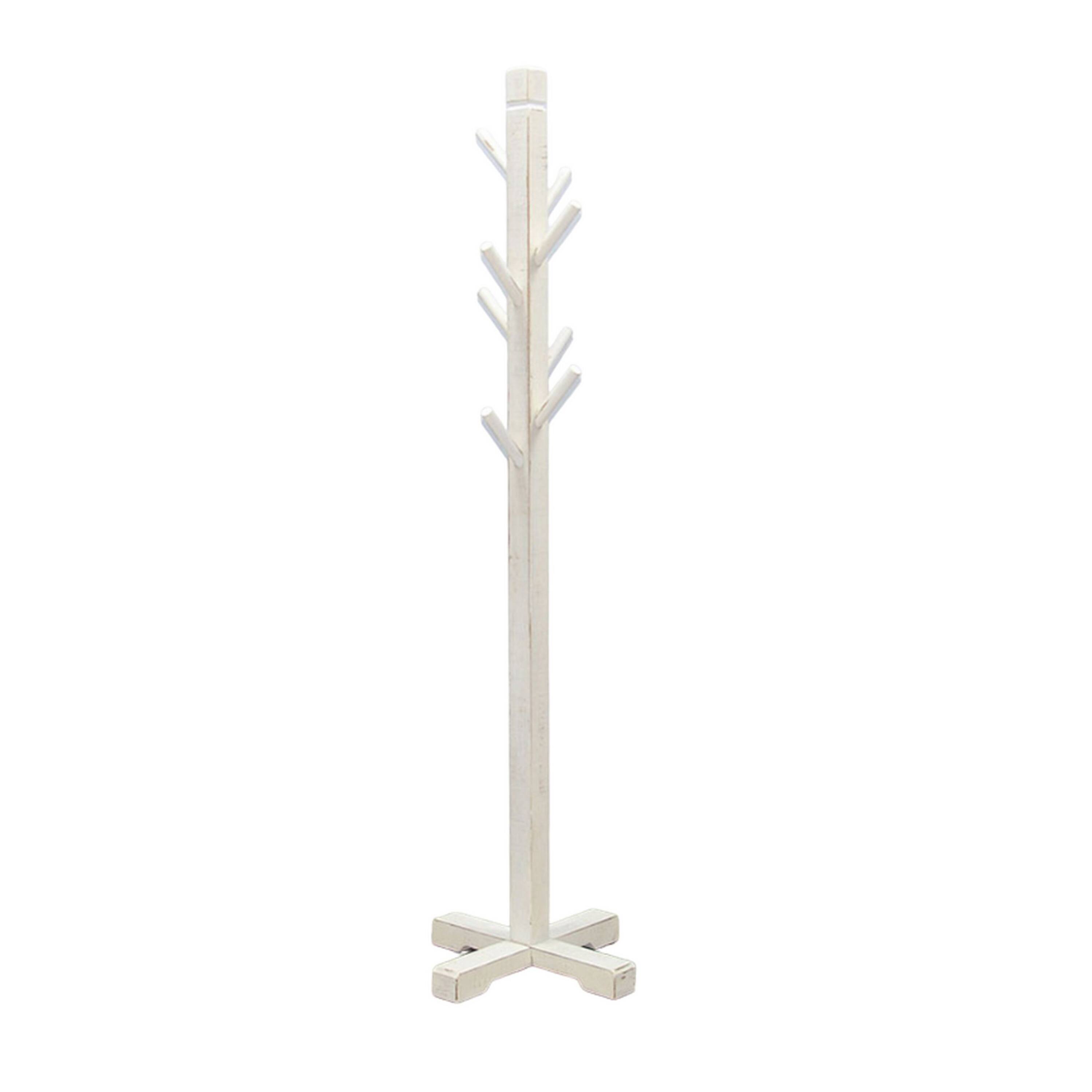 Angle. Manhattan Lane - Rena Coat, Hat Rack Stand, 8 Wood Stems, 72 Inch Mahogany Wood - White.