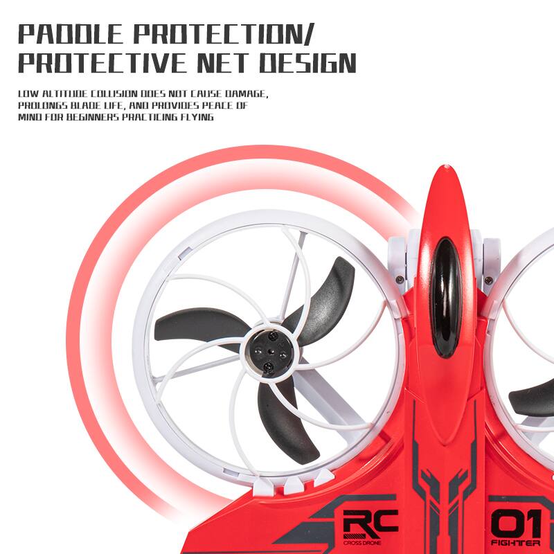 PADOLE PROTECTION/ PROTECTIVE NET DESIGN  
LOW ALTITUDE COLLISION DOES NOT CAUSE DAMAGE,  
PROLONGS BLADE LIFE, AND PROVIDES PEACE OF MIND FOR BEGINNERS PRACTICING FLYING  
RC CROSS DRONE  
01 FIGHTER