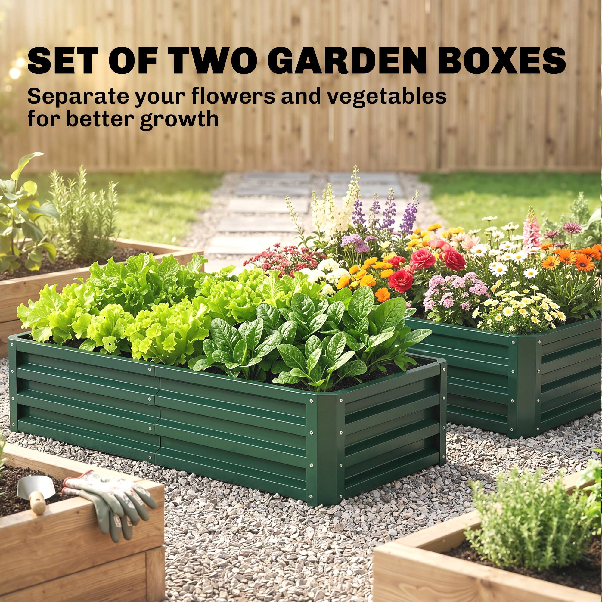SET OF TWO GARDEN BOXES  
Separate your flowers and vegetables for better growth
