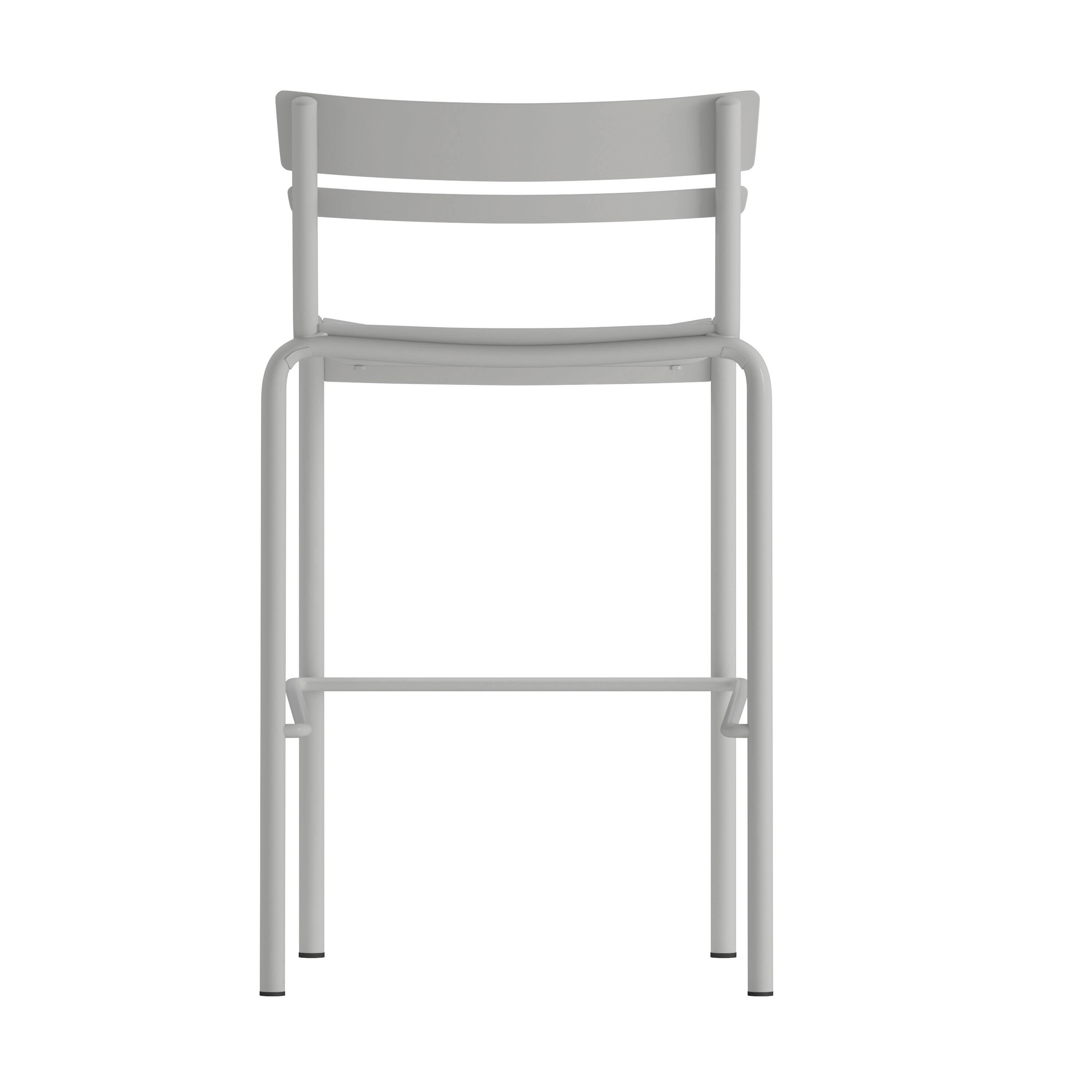 Back. Flash Furniture - Nash Commercial Grade Silver Metal Indoor-Outdoor Bar Height Stool with 2 Slats - Gray.