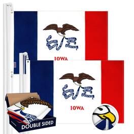 G128 - Iowa State Flag 3x5 ft 2-Pack Double-Sided Embroidered Polyester - Assorted Colors