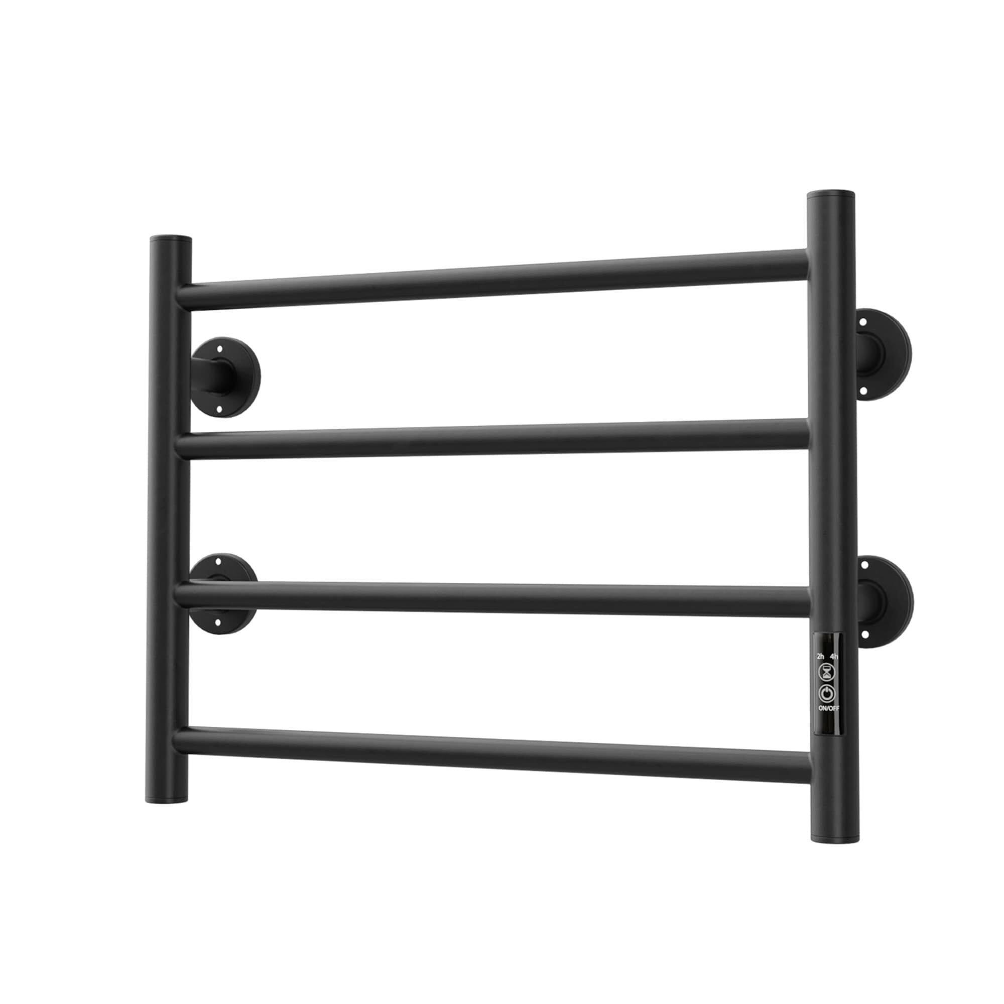 Front. COWLOWN - 4-Bar Electric Heated Towel Warmer for Bathroom Stainless Steel Wall Mounted Drying Rack Black - Black.
