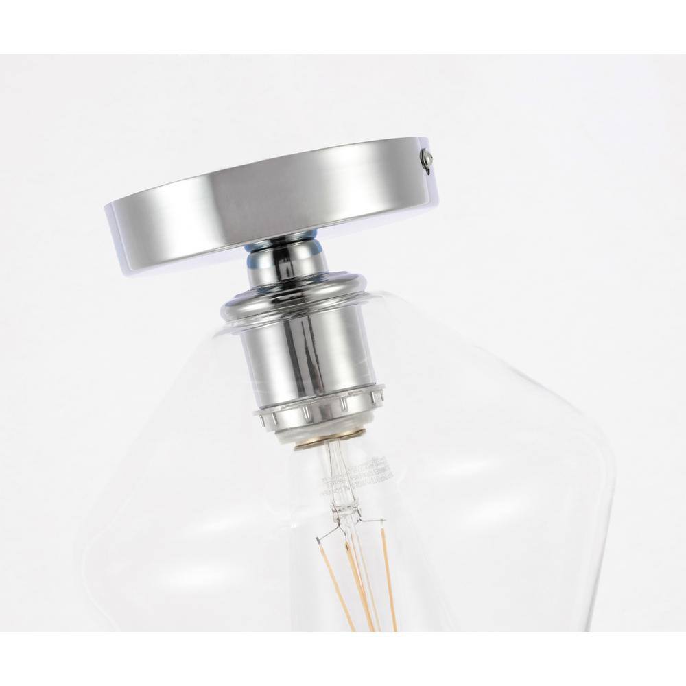 Alt View 1. Living District - Gene 1 light Chrome and Clear glass Flush mount - Chrome And Clear Glass.