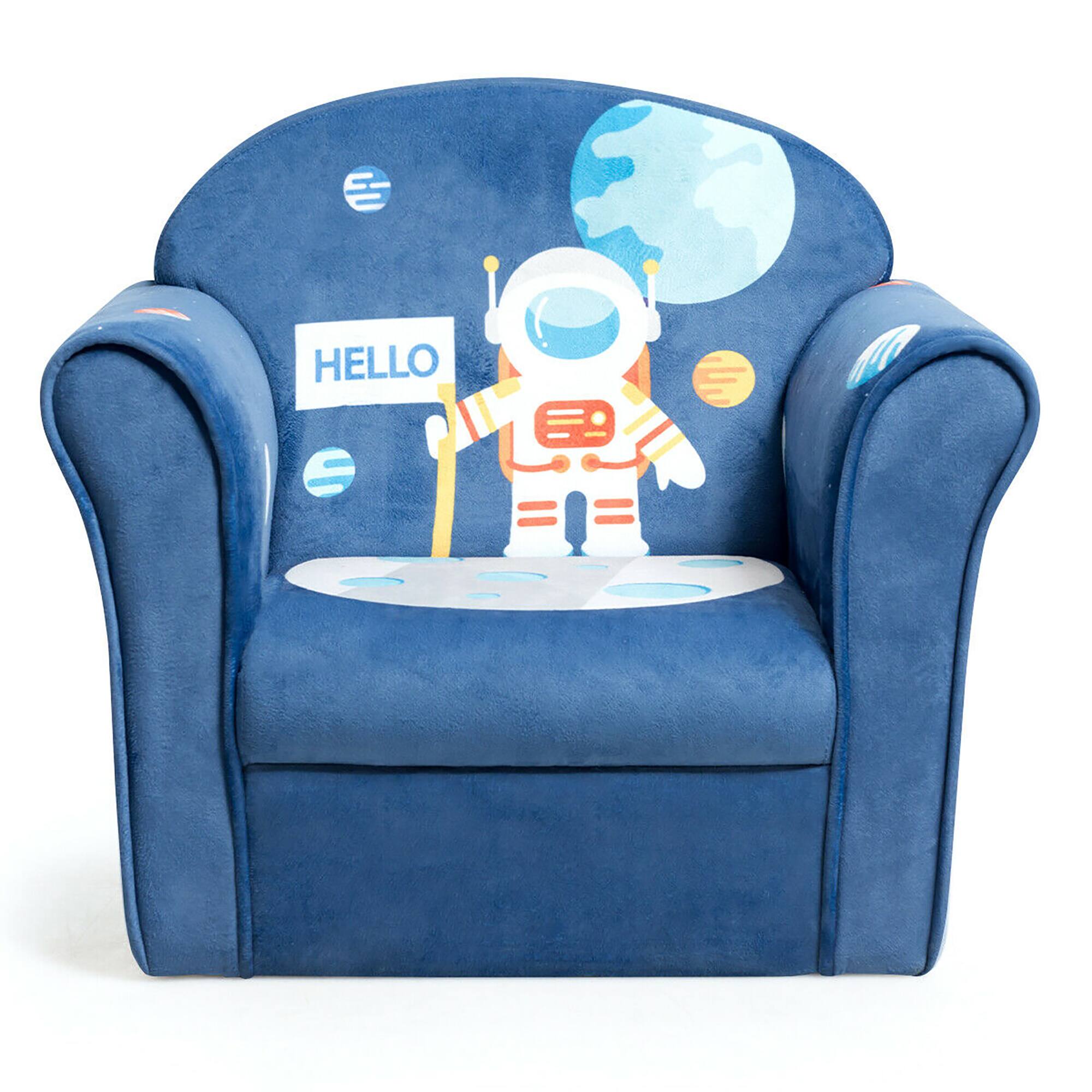 Costway - Kids Astronaut Sofa Children Armrest Couch Toddler Furniture - Blue