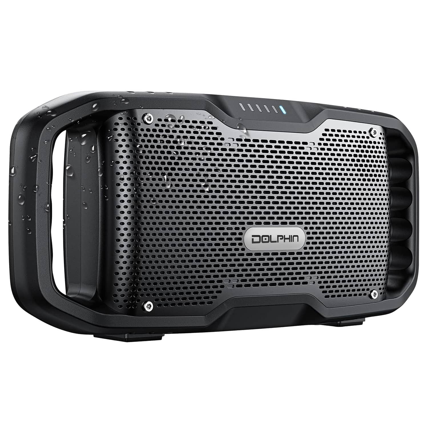Dolphin Audio - 70-Watt Bluetooth Rechargeable SOUNDBYTE 100 Waterproof Portable Speaker, Dual 3" Woofers, Power Bank - Black