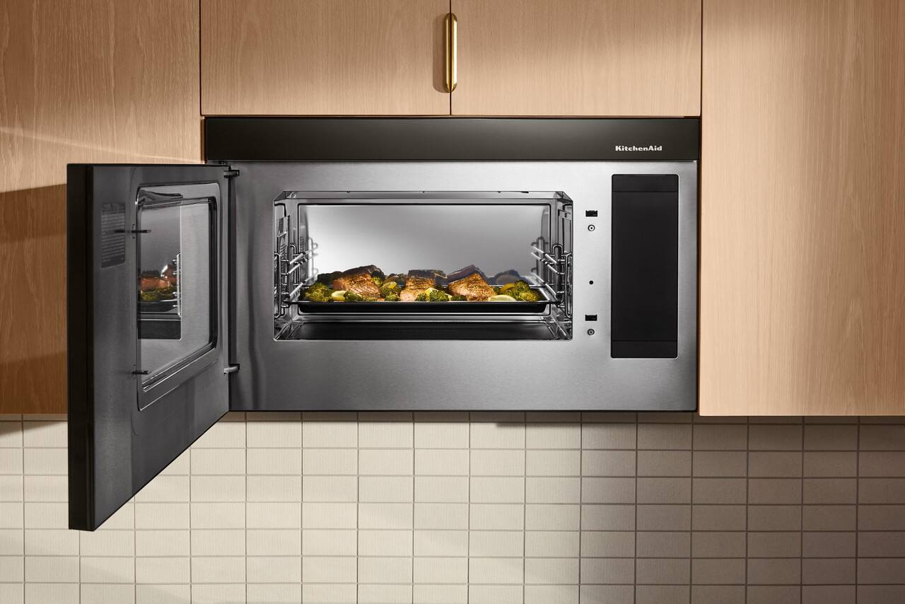 Alt View 18. KitchenAid - 1.1 Cu. Ft. Convection Flush Built-In Over-the-Range Microwave with Air Fry Mode - Black Stainless.
