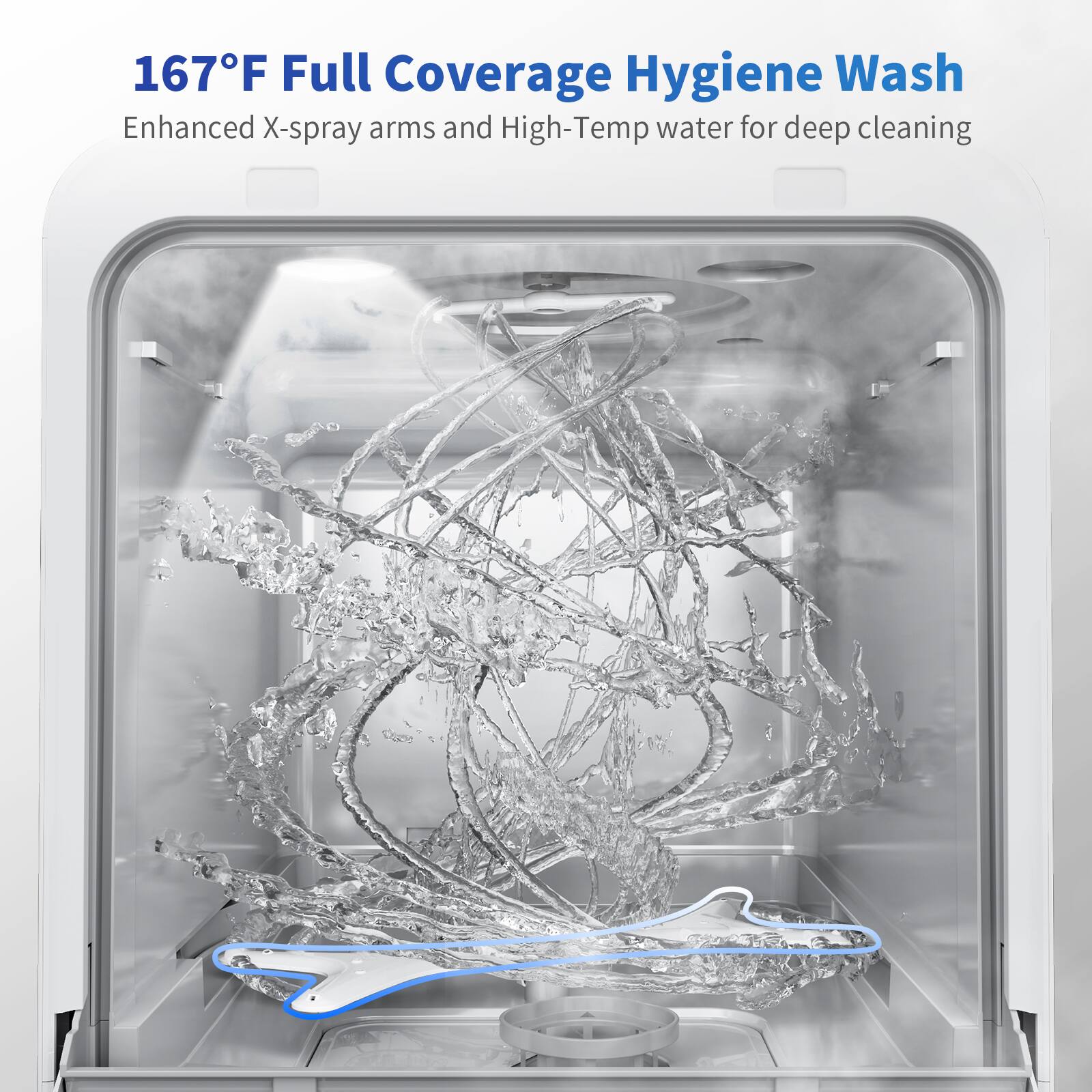 167°F Full Coverage Hygiene Wash
Enhanced X-spray arms and High-Temp water for deep cleaning.