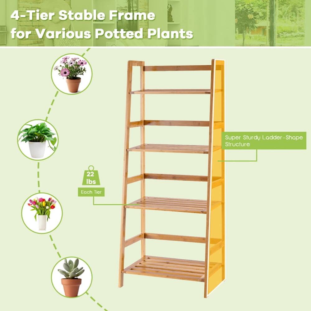 4-Tier Stable Frame for Various Potted Plants  
Super Sturdy Ladder-Shape Structure  
22 lbs Each Tier