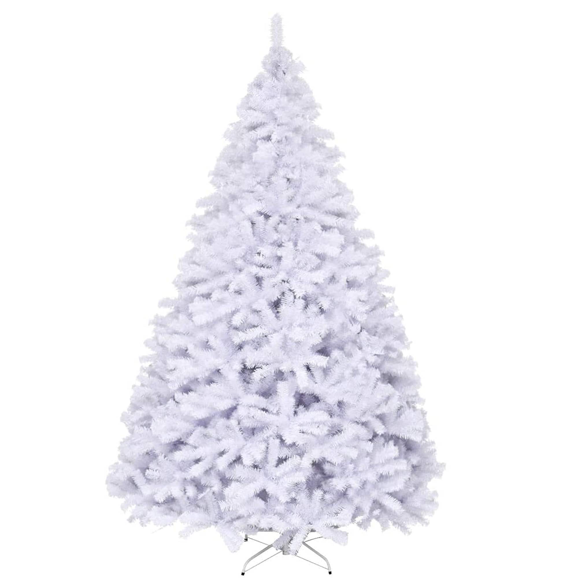 Front. Ecooso - 9ft Artificial Christmas Tree with Metal Stand for Large Rooms and Impressive Holiday Decoration - White.