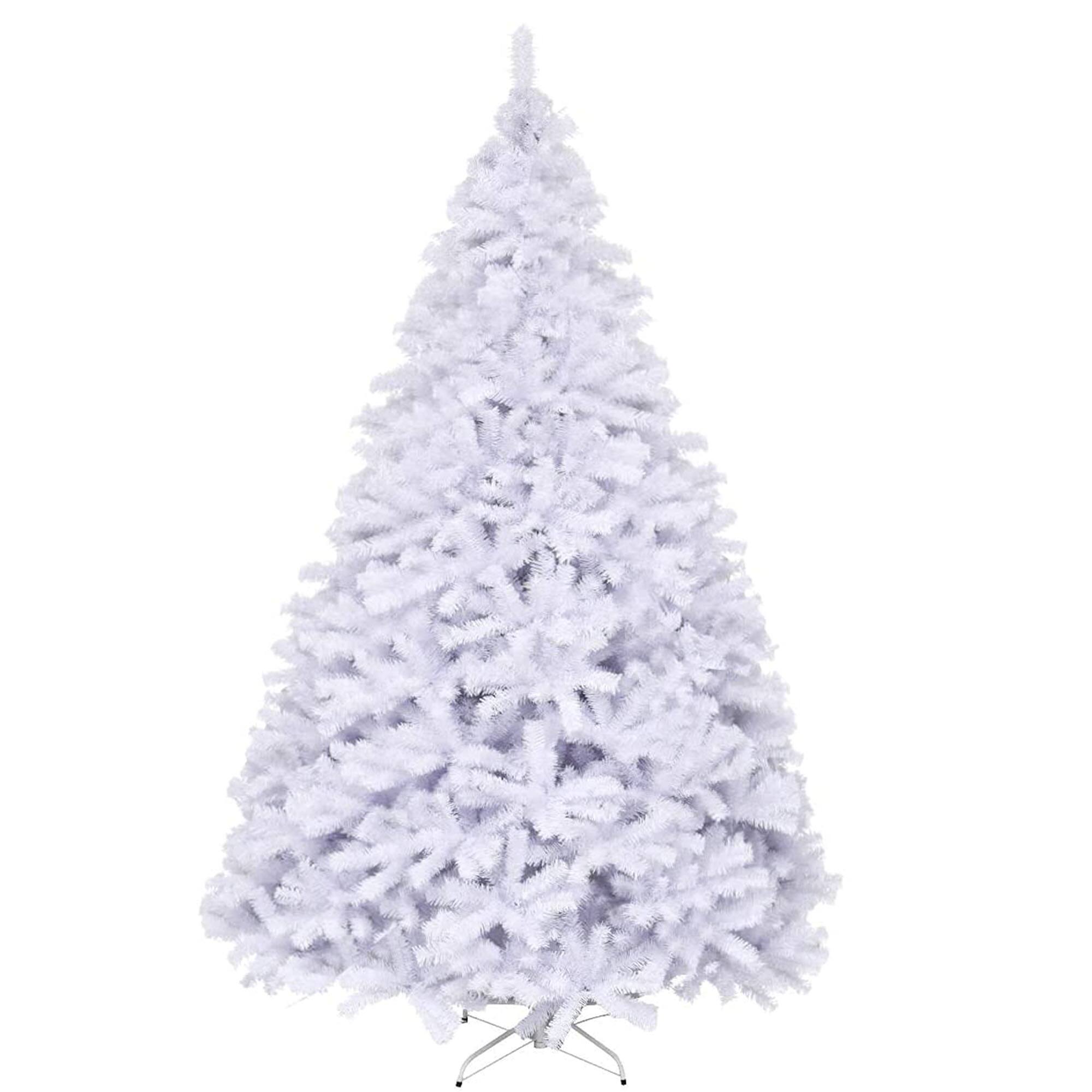 Front. Ecooso - 9ft Artificial Christmas Tree with Metal Stand for Large Rooms and Impressive Holiday Decoration - White.