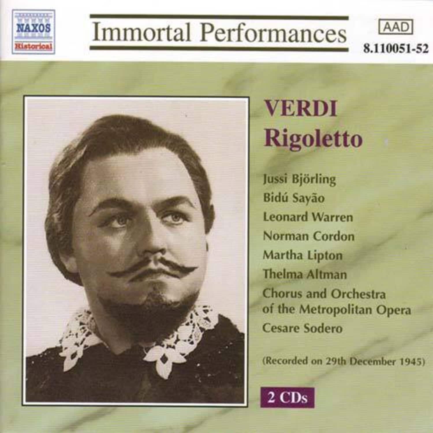 Verdi - Verdi: Rigoletto (Bjorling Sayao Warren) (1945)  - COMPACT DISCS